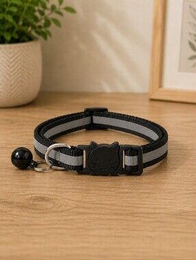 Cat Collar with Bell, Reflective & Adjustable Breakaway black